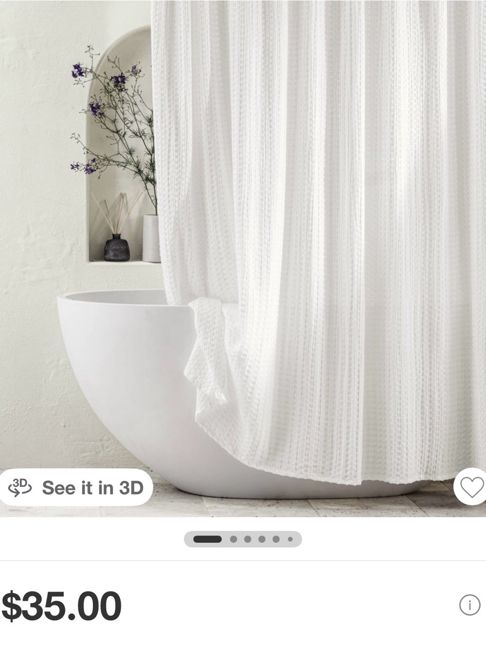 Casaluna light grey waffle fabric shower curtain
